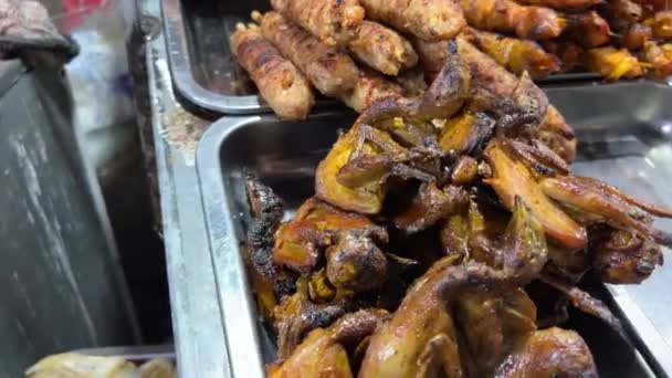 Grillning Bläckfisk Street Food Asiatiska Länder Vietnam — Stockvideo