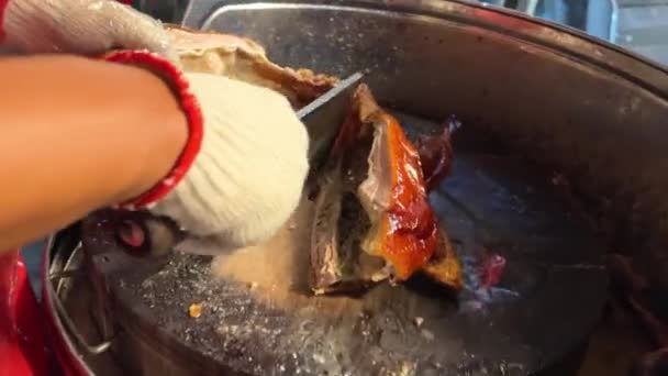Pečená Kachno Kachna Nepostradatelné Jídlo Během Lunárního Nového Roku Doan — Stock video