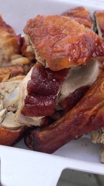 Kızarmış Ördek Ördek Yeni Yılı Nda Vazgeçilmez Bir Yemektir Doan — Stok video