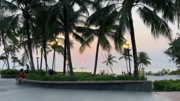 Palmy Pláž Západ Slunce Ostrově Phu Quoc Vietnamu — Stock video