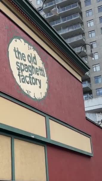 Старий Спагетті Завод Червоний Великий Міський Будинок Ресторан Кав Ярня — стокове відео