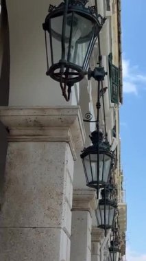 Greece Corfu island stroll through the streets attractions old ancient houses statues road life in city. tourism travel