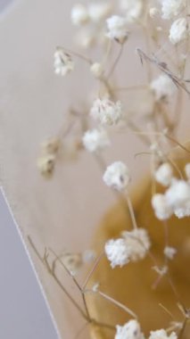 Arka planda canlı bir kemancı dörtlüsü çalan bir sepetteki vadi çiçekleri demeti. Ağır çekim. Bir etkinlik için açık havada canlı müzik. İçinde vadi süslerinin zambakları olan sepet.