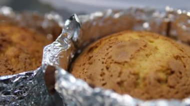 Cooking process Step by step. Preparing batter for bent cake. process of baking rich bread in homemade foil molds. Bake Easter bread