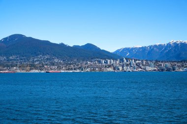 Vancouver şehir merkezinin güzel hava manzarası. Günbatımında British Columbia, Kanada. Yüksek kalite fotoğraf