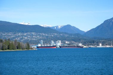 Stanley Park 'ın panoramik manzarası ve Vancouver' ın ufuk çizgisi, British Columbia, Kanada. Yüksek kalite fotoğraf