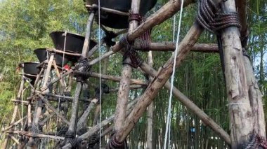 İnşaat için kullanılan Bambu İnşaat. Yüksek kalite 4k görüntü