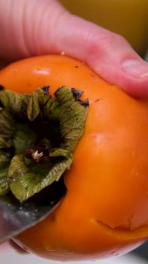 Portakal meyvesi dokusu. Taze, sulu hurma. Antioksidan ve vitaminlerin kaynağı. Yüksek kalite 4k görüntü
