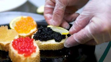 Farklı havyarlardan sandviç yapma işlemini başlat. Yüksek kaliteli FullHD görüntüler