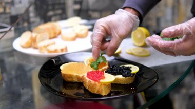 Farklı havyarlardan sandviç yapma işlemini başlat. Yüksek kaliteli FullHD görüntüler