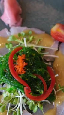 Dondurulmuş Red Snapper Carpaccio. Balık carpaccio. 