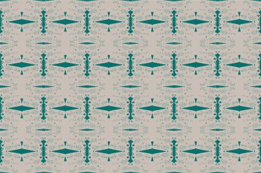Kusursuz batik desen, geometrik kabile deseni, etnik boho, aztek stili, ikat stili. Ünlü afişler için lüks dekoratif kumaş deseni. Kumaş, perde, halı, Batik için tasarlanmış.