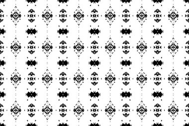 Kusursuz batik desen, geometrik kabile deseni, etnik boho, aztek stili, ikat stili. Ünlü afişler için lüks dekoratif kumaş deseni. Kumaş, perde, halı, Batik için tasarlanmış.