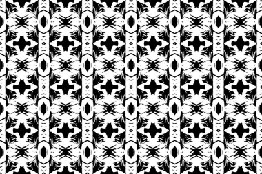 Kusursuz batik desen, geometrik kabile deseni, etnik boho, aztek stili, ikat stili. Ünlü afişler için lüks dekoratif kumaş deseni. Kumaş, perde, halı, Batik için tasarlanmış.