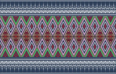 Çingene desenli etnik motifler geometrik vektör arka planı. Çingene geometrik şekiller cinler kabile motifleri kumaş baskı geleneksel üçgenler tasarımı