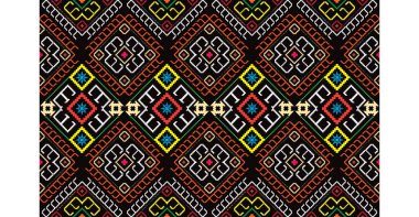 Çingene desenli etnik motifler geometrik kusursuz arka plan. Çingene geometrik şekiller cinler kabile motifleri kumaş baskı geleneksel üçgenler tasarımı