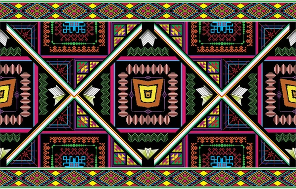 神聖な部族の民族モチーフ幾何学的なベクトルの背景 美しいジプシーの幾何学的な形は部族のモチーフを綴る衣服生地のテキスタイルプリント三角形の伝統的なデザイン — ストックベクタ