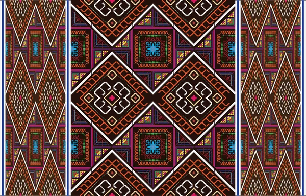 萨克拉拉部落图案的几何矢量背景 美丽的吉普赛几何形状使部落图案萌芽 服装面料 纺织品印花 传统的三角形设计 — 图库矢量图片