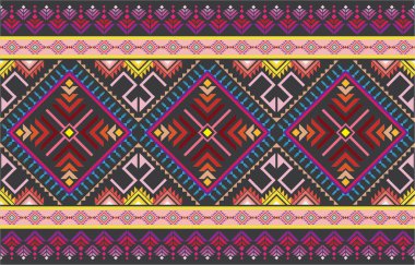 Sacral kabile etnik unsurlarıyla Geometrik vektör arka planı. Geleneksel üçgenler çingene geometrik formları kabile temalarını perdeler kumaş desenli goblen baskıları