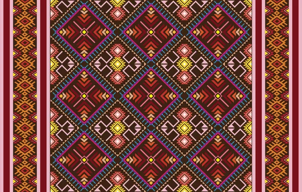 神聖な部族の民族的要素を持つ幾何学的ベクトル背景 伝統的な三角形ジプシー幾何学形は部族の主題を綴るアパレル生地のタペストリープリント — ストックベクタ