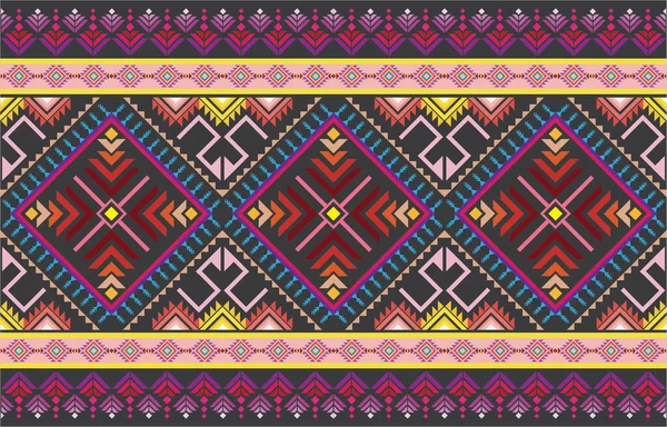神聖な部族の民族的要素を持つ幾何学的ベクトル背景 伝統的な三角形ジプシー幾何学形は部族の主題を綴るアパレル生地のタペストリープリント — ストックベクタ