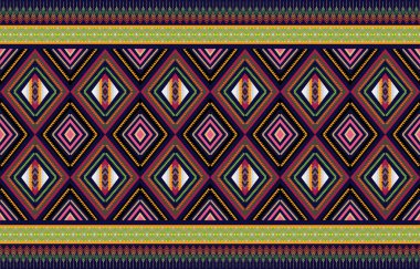 Sacral kabile etnik unsurlarıyla Geometrik vektör arka planı. Geleneksel üçgenler çingene geometrik formları kabile temalarını perdeler kumaş desenli goblen baskıları
