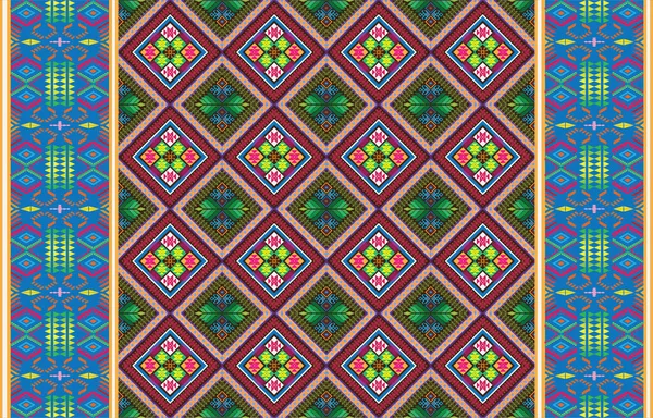 幾何学的な民族東洋のシームレスなパターンの伝統的なデザインの背景 カーペット バティック ファブリック ベクトル イラスト 刺繍スタイル — ストックベクタ