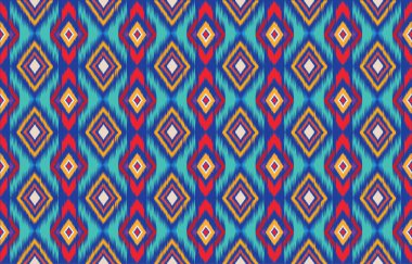 Renkli parlak geometrik vektör seamless modeli. Etnik tarzı kabile çizgili arka plan. Rengarenk dekoratif soyut süs şeritler, çizgiler, zigzag, üçgenler, şekiller, sınırları ile. Sonsuz doku