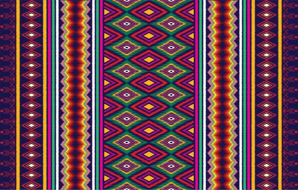 ダイヤモンドでイカット幾何学的な民俗装飾 部族的民族的ベクトルテクスチャ アステカスタイルのシームレスストライプパターン 民俗刺繍 インド ジプシー メキシコ アフリカのラグ — ストックベクタ