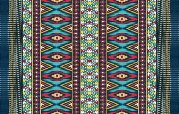 毛毯条纹矢量无缝线背景下的五月天党装饰或墨西哥族面料图案的色彩斑纹设计 — 图库矢量图片