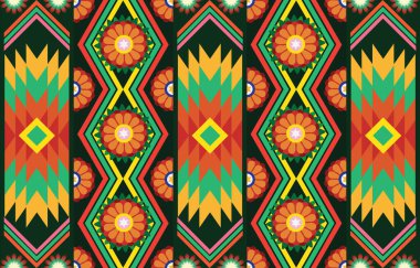 Çingene desenli etnik motifler geometrik kusursuz arka plan. Çingene geometrik şekiller cinler kabile motifleri kumaş baskı geleneksel üçgenler tasarımı