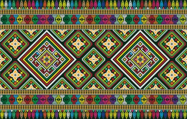 Peru Amerikan Yerlilerinin etnik motifleri geometrik vektör arka planı. Modern yerli kabile motifleri tekstil baskısı geleneksel tasarım. Navajo kıyafet izini simgeliyor.