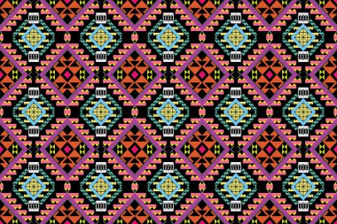 Çingene desenli etnik motifler geometrik vektör arka planı. Çingene geometrik şekiller cinler kabile motifleri kumaş baskı geleneksel üçgenler tasarımı