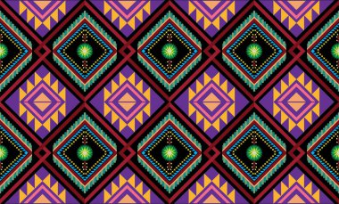 Etnik boho kusursuz desen. Etnik süs. Kabile sanatının renkli ve tekrarlanabilir bir geçmişi var. Kumaş tasarımı, duvar kağıdı, ambalaj.