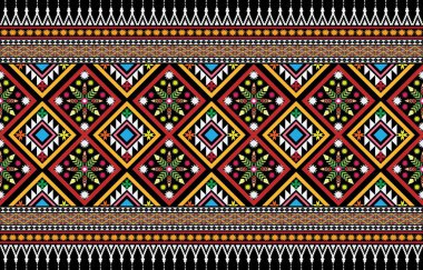 Sacral kabile etnik unsurlarıyla Geometrik vektör arka planı. Geleneksel üçgenler çingene geometrik formları kabile temalarını perdeler kumaş desenli goblen baskıları