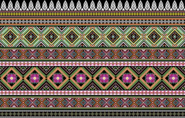 Geometrik etnik oryantal desensiz geleneksel arka plan, halı, duvar kağıdı, giysi, ambalaj, kumaş, taşıyıcı, illüstrasyon, nakış tarzı.