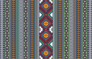 Geometrik etnik oryantal desensiz geleneksel arka plan, halı, duvar kağıdı, giysi, ambalaj, kumaş, taşıyıcı, illüstrasyon, nakış tarzı.