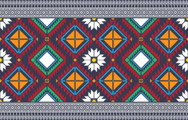 Geometrik etnik oryantal desensiz geleneksel arka plan, halı, duvar kağıdı, giysi, ambalaj, kumaş, taşıyıcı, illüstrasyon, nakış tarzı.