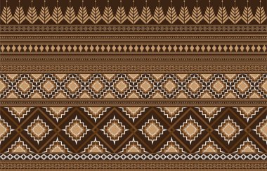 Etnik tek renkli, kusursuz desen. Aztek geometrik desenli bir arka plan. Kabile temalı bir baskı. Navajo halkından kumaş. Modern tarzda soyut duvar kâğıdı. Vektör biçiminde resimleme. Kağıt için tekstil tasarımı.