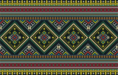 Geometrik etnik oryantal desensiz geleneksel arka plan, halı, duvar kağıdı, giysi, ambalaj, kumaş, taşıyıcı, illüstrasyon, nakış tarzı.