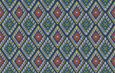 Etnik tek renkli, kusursuz desen. Aztek geometrik desenli bir arka plan. Kabile temalı bir baskı. Navajo halkından kumaş. Modern tarzda soyut duvar kâğıdı. Vektör biçiminde resimleme. Kağıt için tekstil tasarımı.