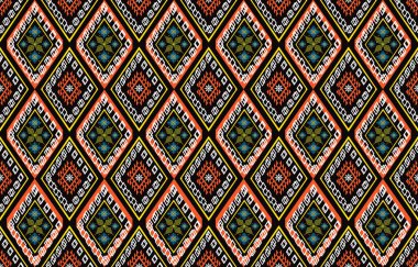 Etnik tek renkli, kusursuz desen. Aztek geometrik desenli bir arka plan. Kabile temalı bir baskı. Navajo halkından kumaş. Modern tarzda soyut duvar kâğıdı. Vektör biçiminde resimleme. Kağıt için tekstil tasarımı.