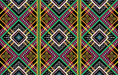 Sacral kabile etnik unsurlarıyla Geometrik vektör arka planı. Geleneksel üçgenler çingene geometrik formları kabile temalarını perdeler kumaş desenli goblen baskıları