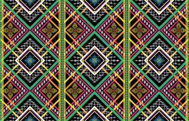 Sacral kabile etnik unsurlarıyla Geometrik vektör arka planı. Geleneksel üçgenler çingene geometrik formları kabile temalarını perdeler kumaş desenli goblen baskıları