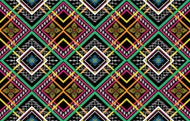 Sacral kabile etnik unsurlarıyla Geometrik vektör arka planı. Geleneksel üçgenler çingene geometrik formları kabile temalarını perdeler kumaş desenli goblen baskıları