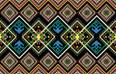 Sacral kabile etnik unsurlarıyla Geometrik vektör arka planı. Geleneksel üçgenler çingene geometrik formları kabile temalarını perdeler kumaş desenli goblen baskıları