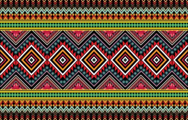 Etnik desenleri olan kusursuz dokular. Navajo geometrik soyut baskısı. Kırsal bir dokunuşla dekoratif dekorasyon. Tasarım Amerikan yerlilerinden esinlenilmiştir..