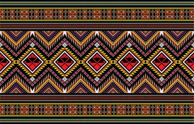 Etnik desenleri olan kusursuz dokular. Navajo geometrik soyut baskısı. Kırsal bir dokunuşla dekoratif dekorasyon. Tasarım Amerikan yerlilerinden esinlenilmiştir..