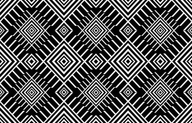 Seamless Textures with ethnic patterns. Navajo geometric abstract print. Decorative decoration with a rustic feel. The design is inspired by Native Americans. Colors are black and white.