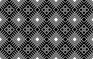 Seamless Textures with ethnic patterns. Navajo geometric abstract print. Decorative decoration with a rustic feel. The design is inspired by Native Americans. Colors are black and white.